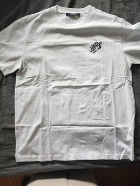 White Short-Sleeve Logo T-Shirt Fits Men Or Women Small To Medium